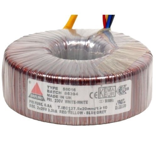 Amplimo 58016 160 VA | 2 x 25 V Toroidal Transformer