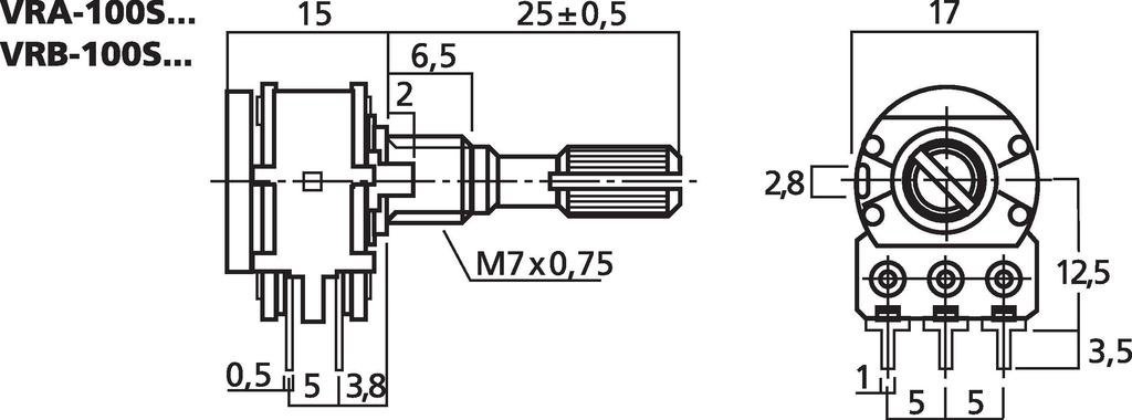 Monacor VRA-100S10 Rotary Potentiometer 10 kΩ