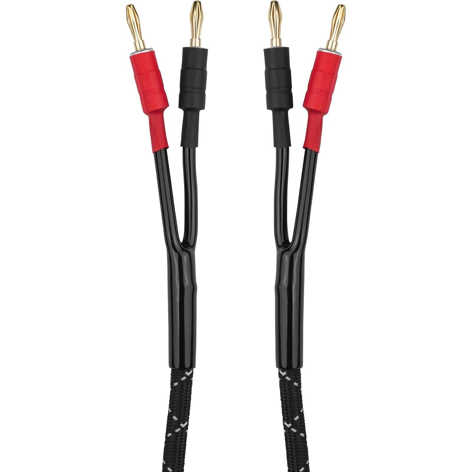 189-704 Professional Grade Braided Speaker Cable Wire with Gold Plated Banana Jacks 14 AWG