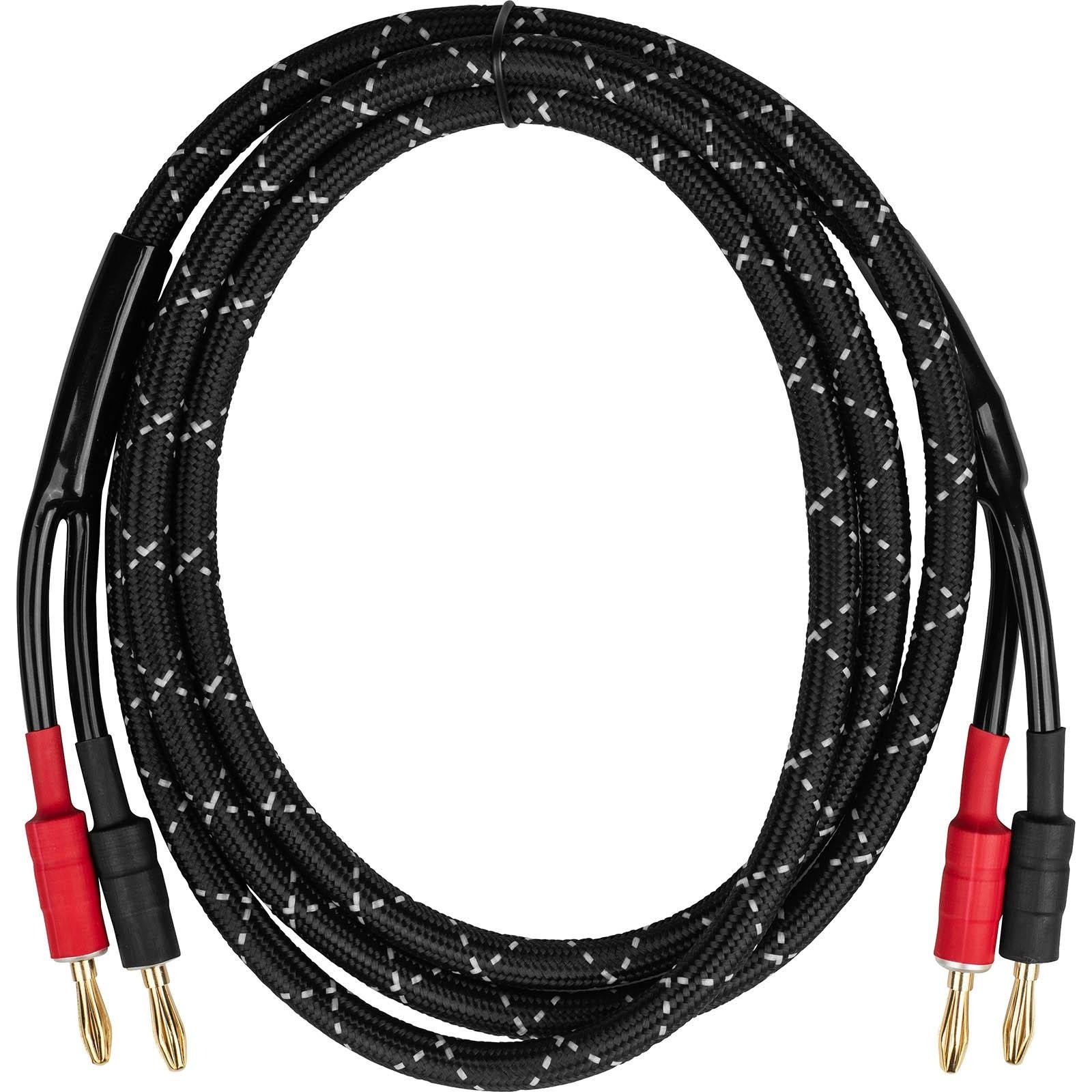 189-704 Professional Grade Braided Speaker Cable Wire with Gold Plated Banana Jacks 14 AWG