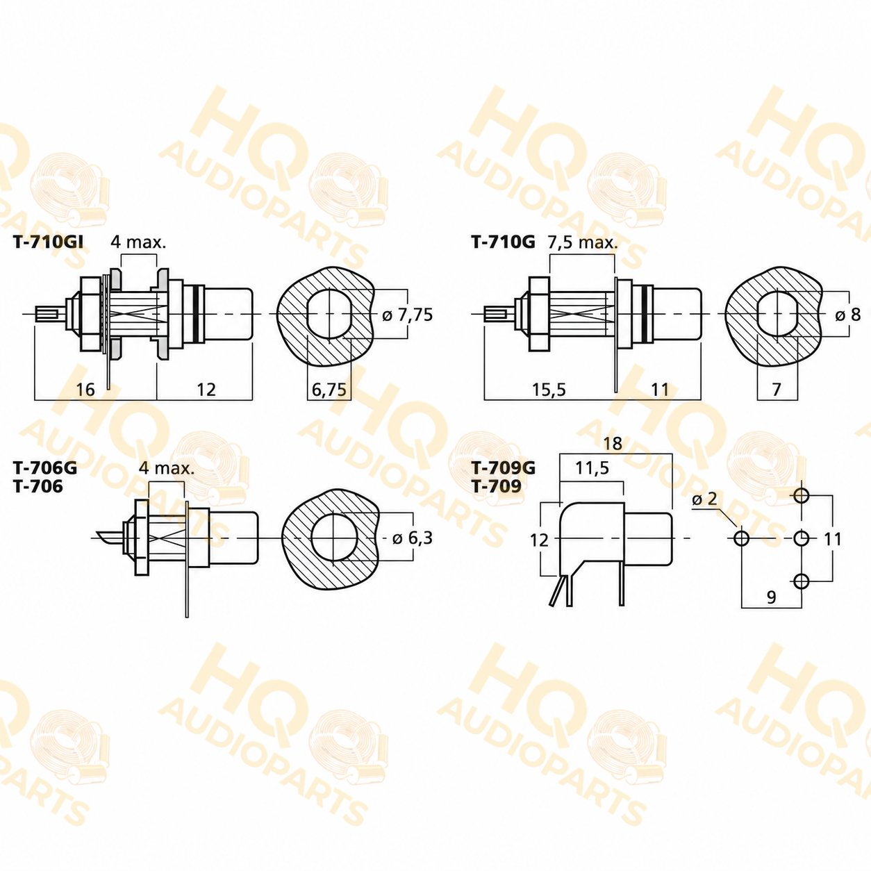 Monacor RCA csatlakozó T-706G