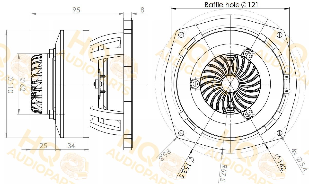 .Kartesian Koaxiális hangszóró Cox135_vPA-S, 8 Ω, 90 W