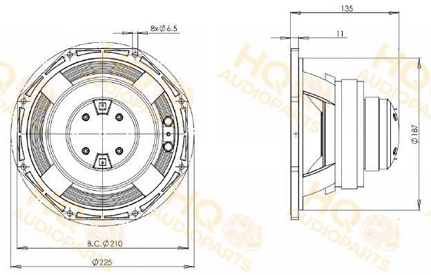 B&C Speakers Koaxiális hangszóró 8CX21, 8 Ω, 200 W