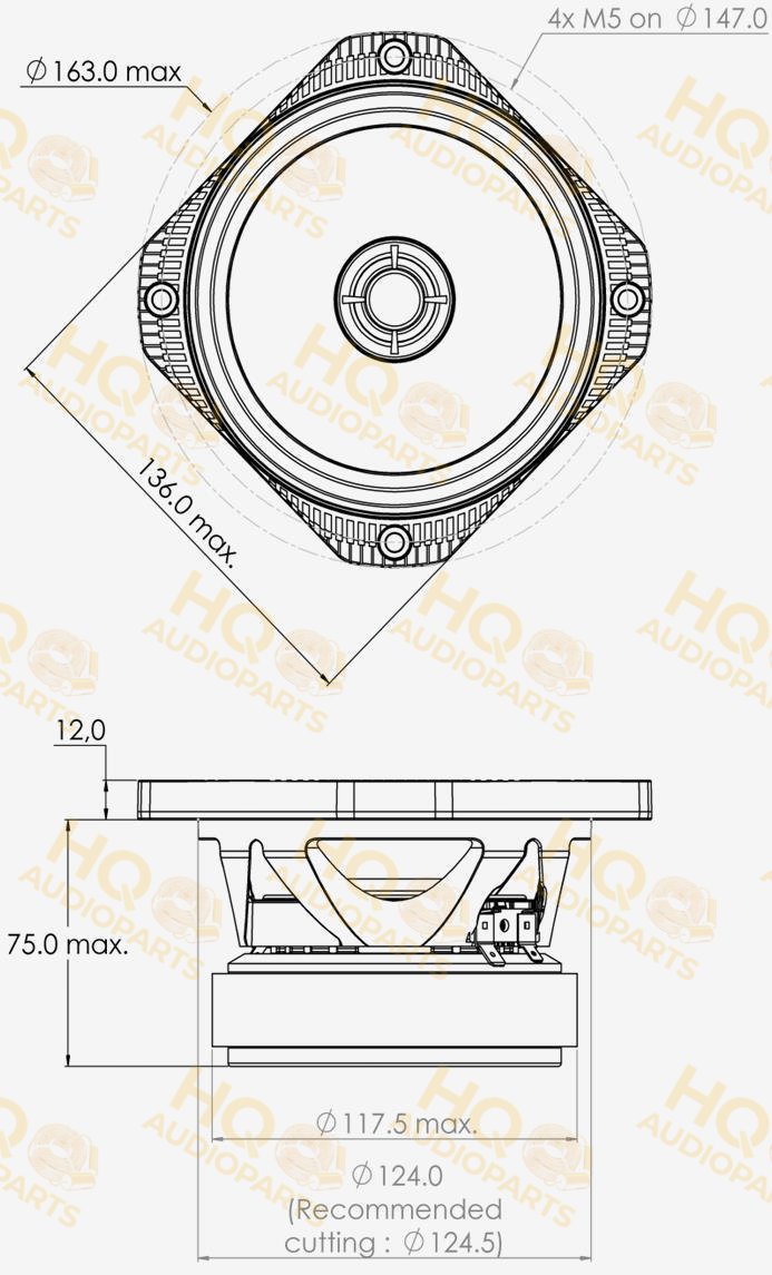 PHL Audio Koaxiális hangszóró 982, 8 Ω, 100 W