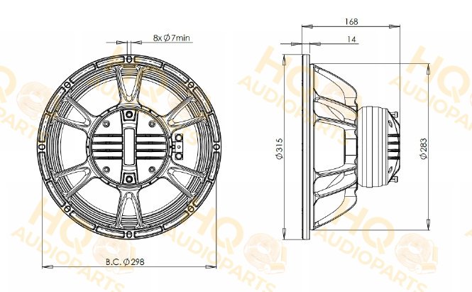 B&C Speakers Koaxiális hangszóró 12HCX76, 8 Ω, 350 W
