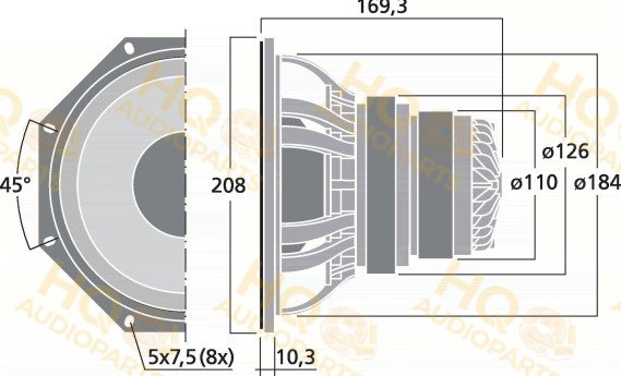 Monacor Koaxiális hangszóró SP-308CX, 8 Ω, 150 W
