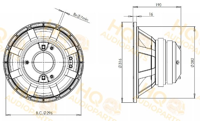 B&C Speakers Koaxiális hangszóró ALT012CX328, 8 Ω, 350 W