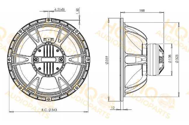 B&C Speakers Koaxiális hangszóró 14CXN76, 8 Ω, 400 W