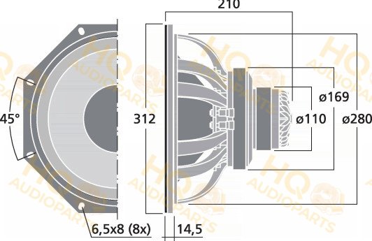 Monacor Koaxiális hangszóró SP-312CX, 8 Ω, 250 W