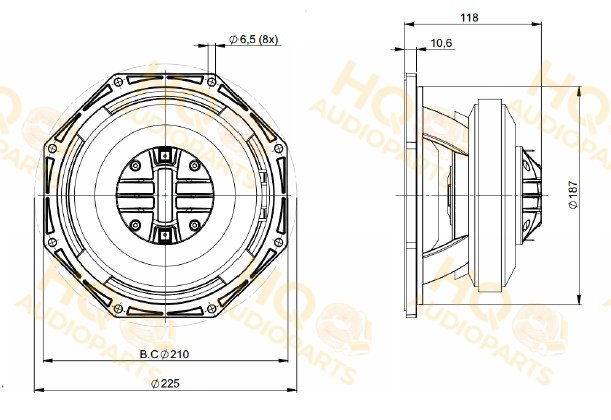 B&C Speakers Koaxiális hangszóró 8FCX51, 8 Ω, 250 W
