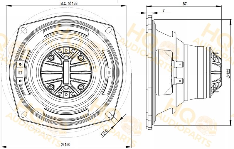 B&C Speakers Koaxiális hangszóró 5CXN36, 16 Ω