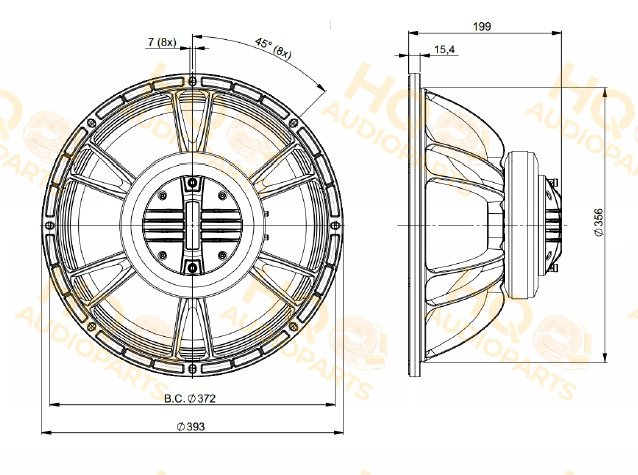 B&C Speakers Koaxiális hangszóró 15FCX76, 8 Ω