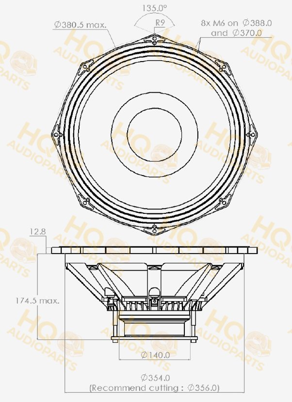 PHL Audio Koaxiális hangszóró 5232MNdU-19, 8 Ω, 400 W