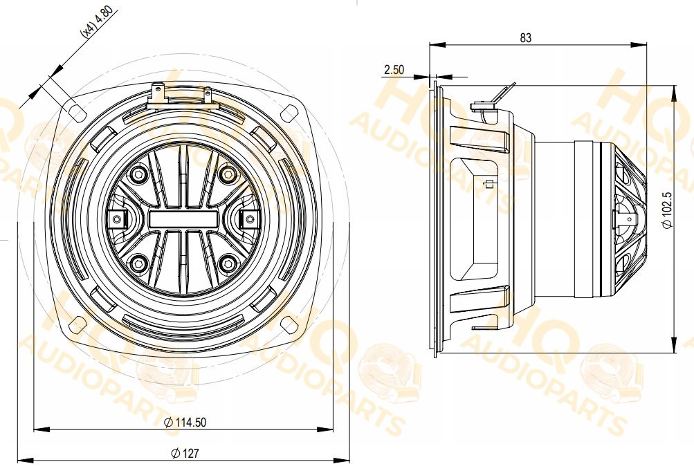 B&C Speakers Koaxiális hangszóró 4MCX36, 8 Ω, 100 W