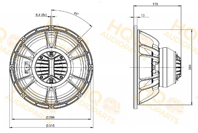 B&C Speakers Koaxiális hangszóró 12CXN88, 8 Ω
