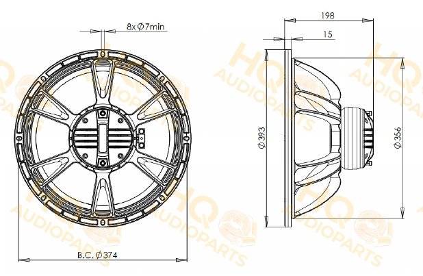 B&C Speakers Koaxiális hangszóró 15CXN76, 8 Ω