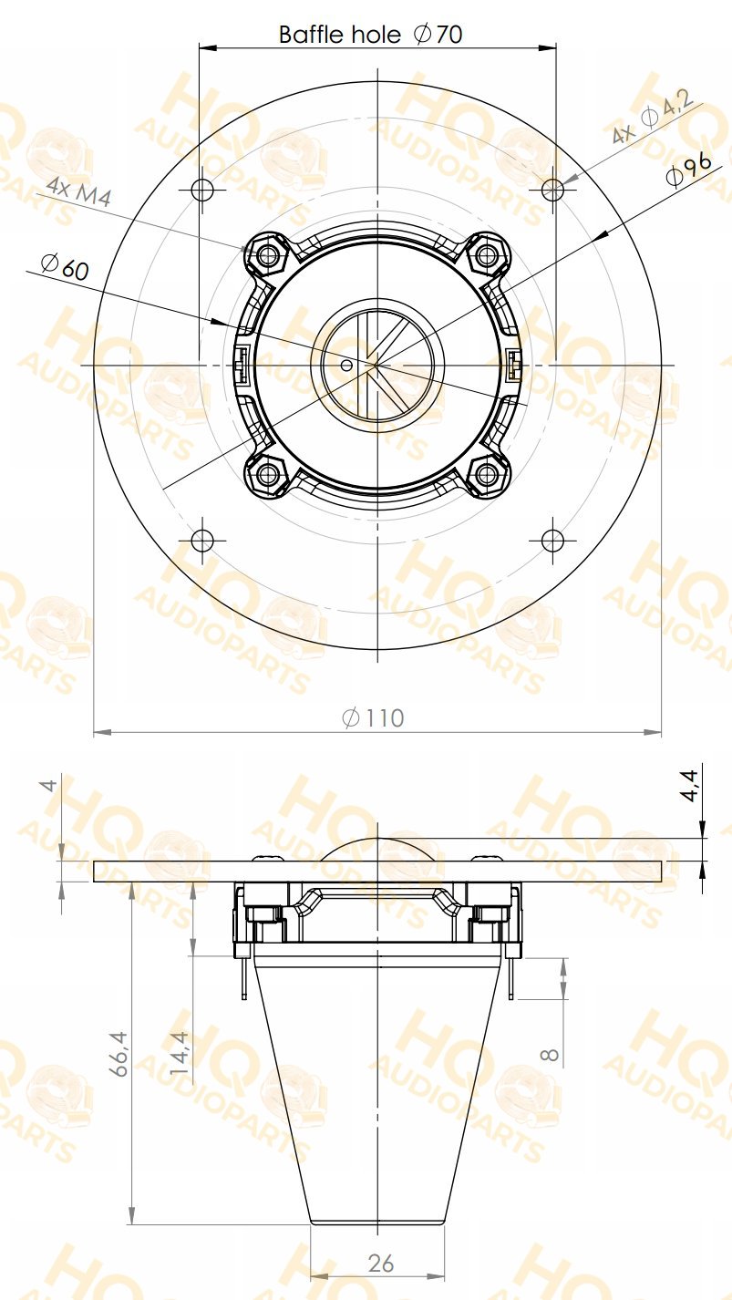 Kartesian Hangszóró TWT28_VMS-8, 8 Ω