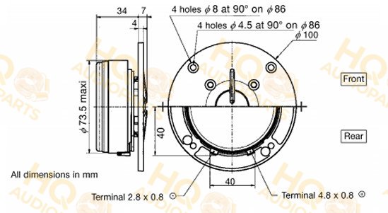Audax Hangszóró TW025A16-8, 8 Ω