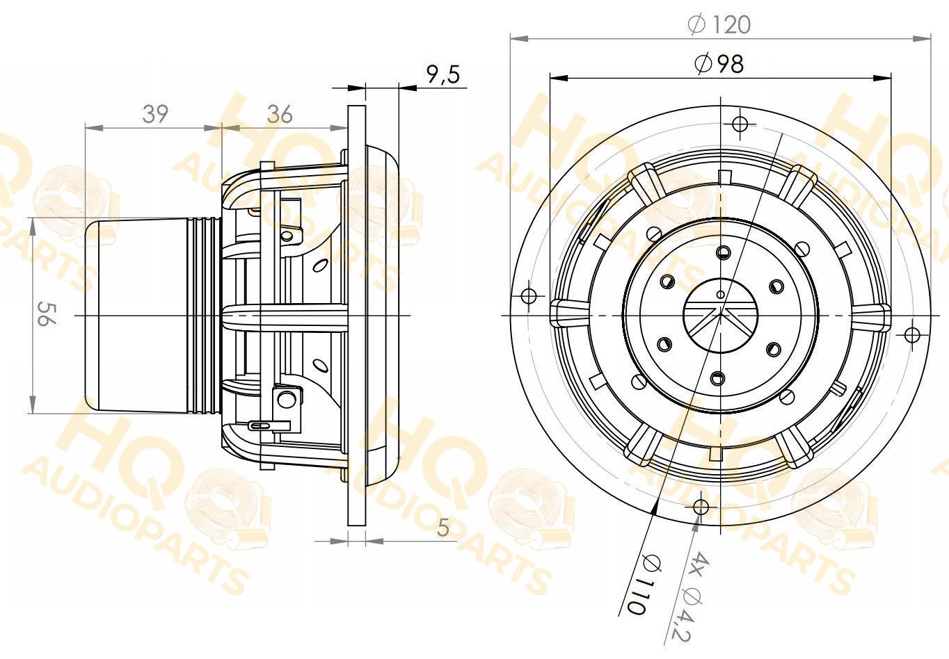 .Kartesian Hangszóró Sub120_vHE, 8 Ω, 80 W