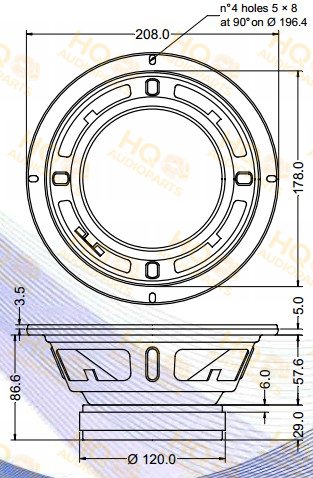 Sica Hangszóró 8E21.5CS, 4 Ω, 100 W