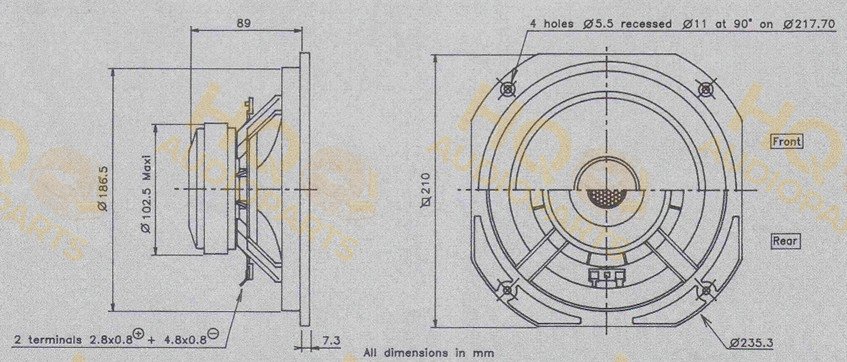 Audax Hangszóró HM210C0, 8 Ω, 70 W