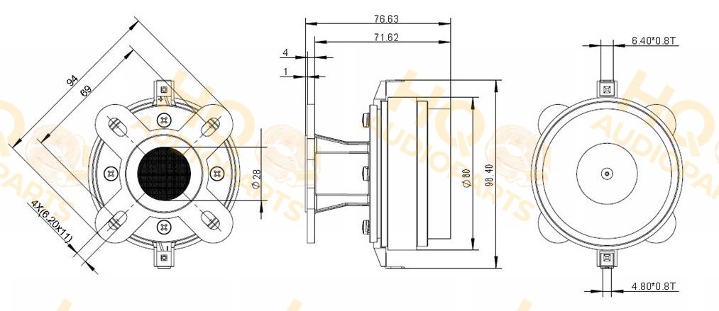 Peerless by Tymphany DFL-2525R00-08 Compression Driver, 8 Ω, 25 W