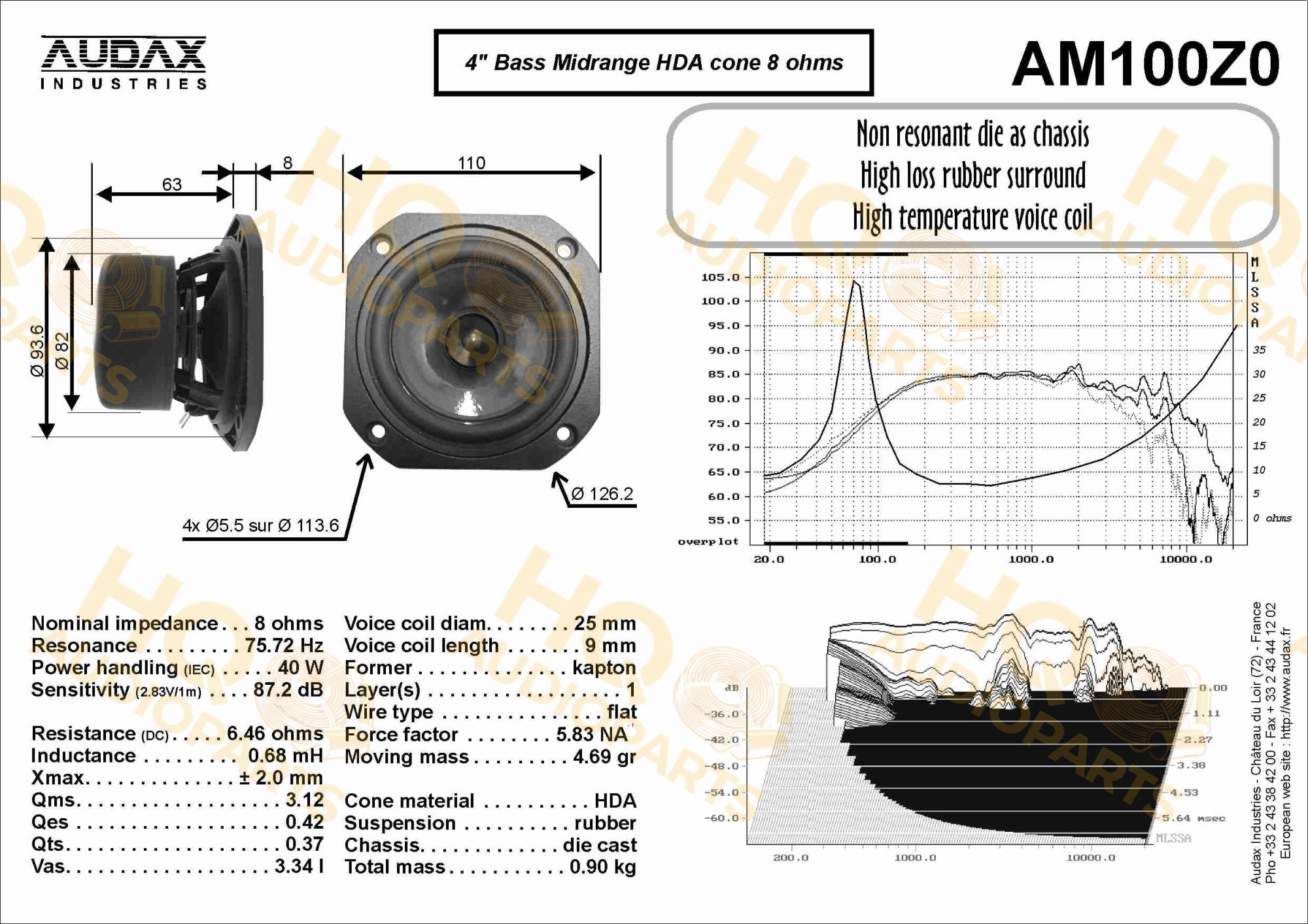 Audax Hangszóró AM100Z0, 8 Ω, 40 W