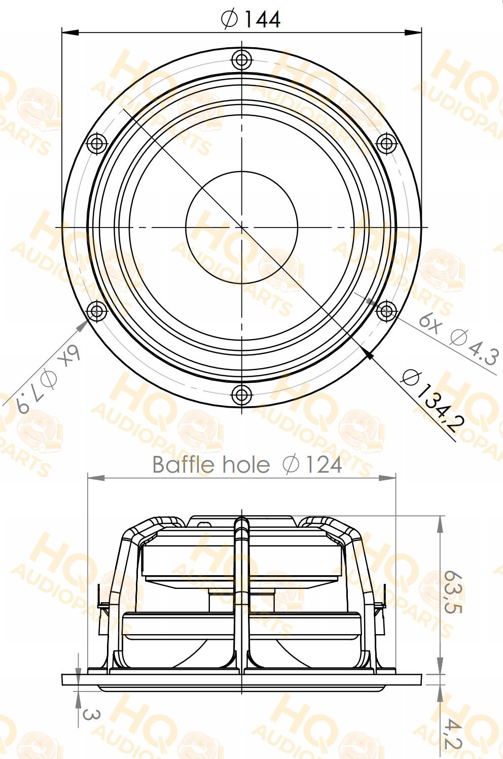 .Kartesian Hangszóró Wom145_vMS, 6 Ω, 60 W