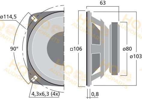 Monacor Hangszóró SP-100/8, 8 Ω, 30 W