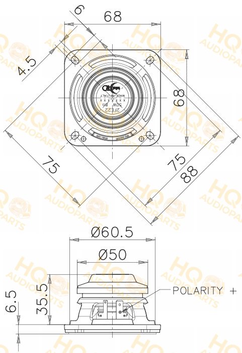 Faital Pro Szélessávú hangszóró 2FE22, 8 Ω, 25 W
