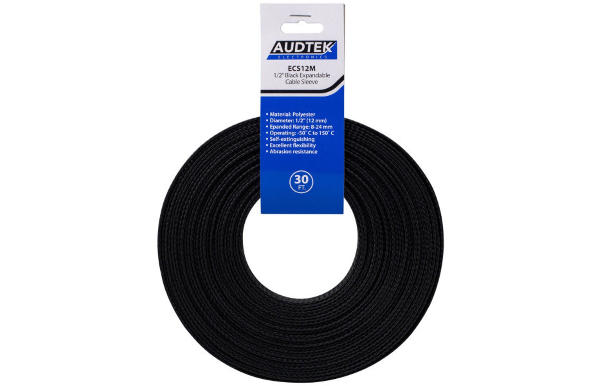Audtek 12 mm-es bővíthető köpeny | 9 méter | fekete