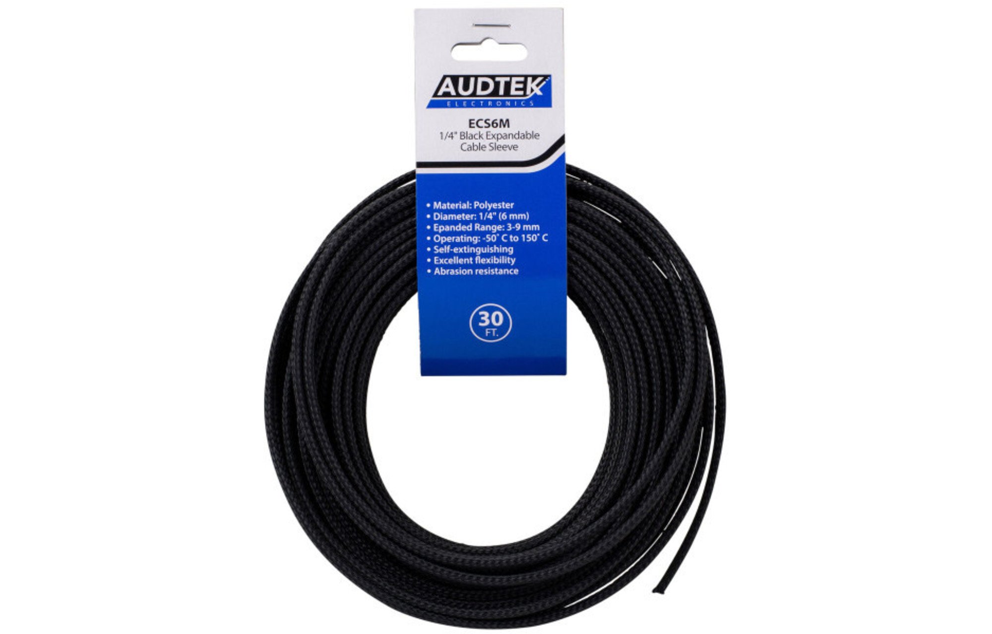 Audtek 6,4 mm-es bővíthető köpeny | 9 méter | fekete