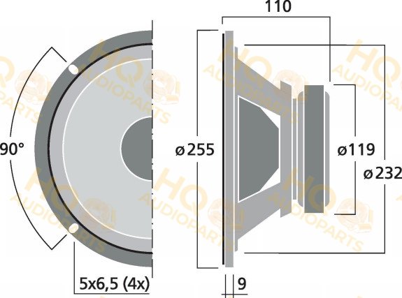 Monacor SP-252PA Mid-woofer, 8 Ω, 75 W