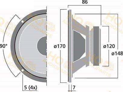 Monacor SP-6/100PA Mid-woofer, 8 Ω, 100 W