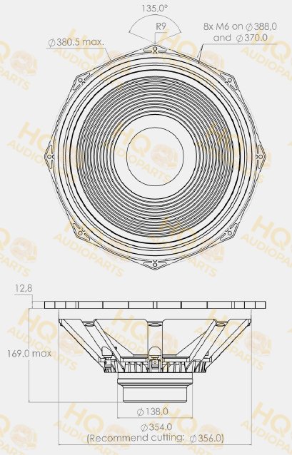 PHL Audio Hangszóró 5510MNdS, 8 Ω, 400 W