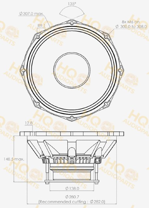 PHL Audio Koaxiális hangszóró 4071NdS-19, 8 Ω, 500 W