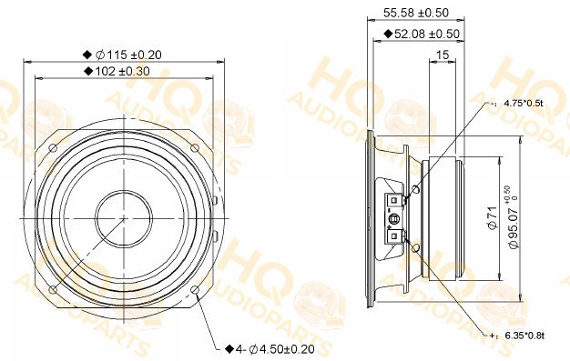 Peerless Szélessávú hangszóró TC10FG00-04, 4 Ω, 30 W