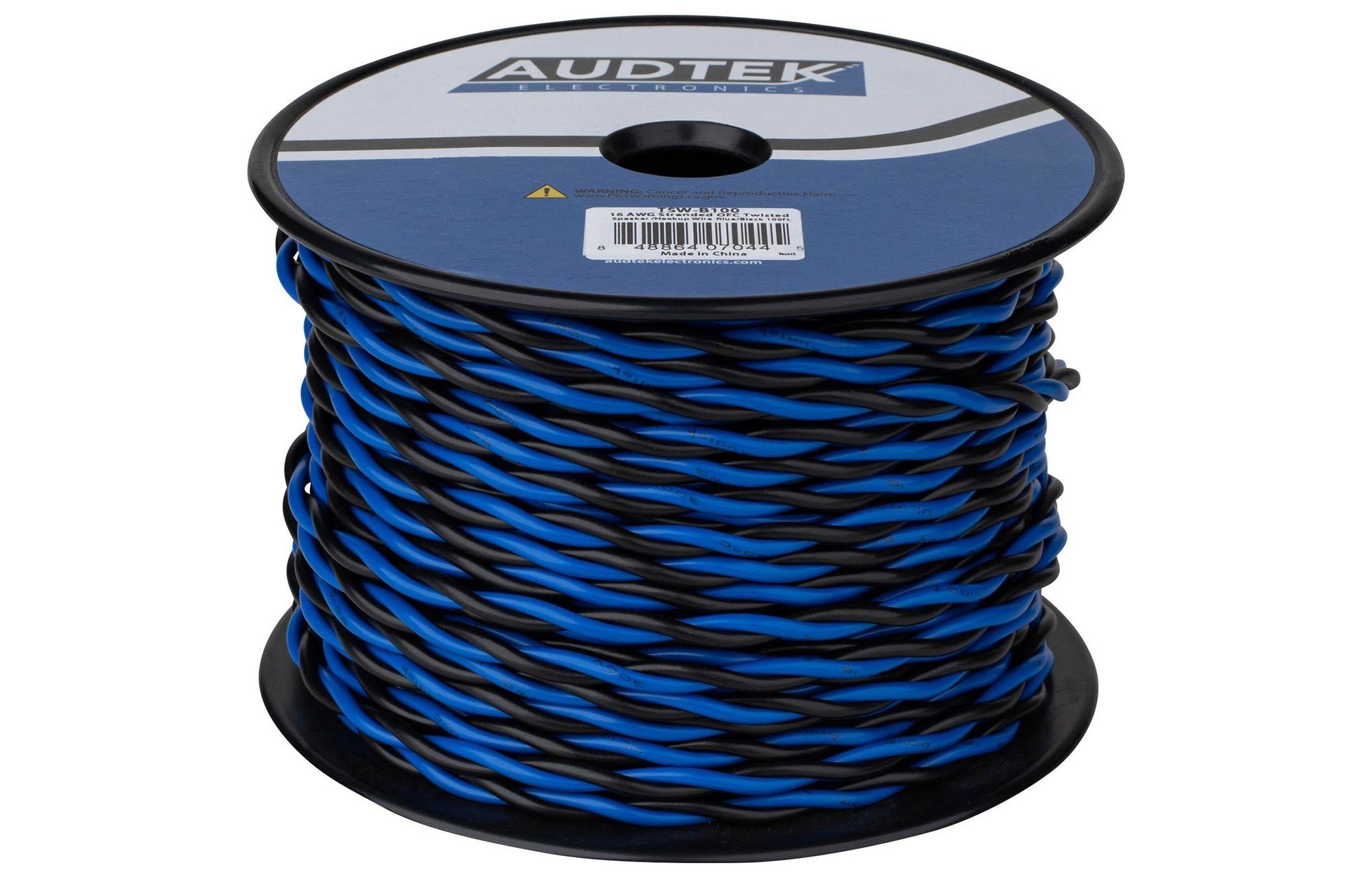 Audtek 16 AWG sodrott OFC sodrott páros hangszekrény vezeték kék/fekete