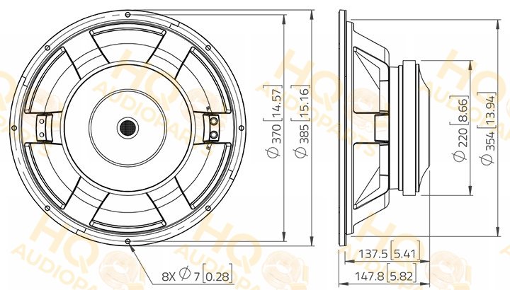 LaVoce Hangszóró WXF15.800, 8 Ω, 800 W