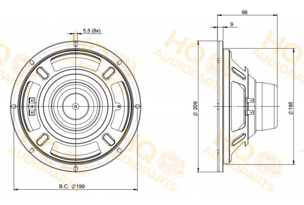 B&C Speakers Hangszóró 8CL51, 16 Ω, 200 W