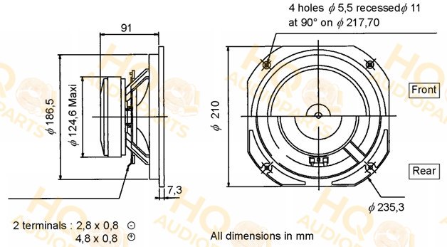 Audax Hangszóró HM210Z10, 8 Ω, 120 W