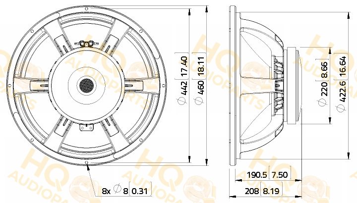 LaVoce Hangszóró SAF184.01, 8 Ω, 700 W