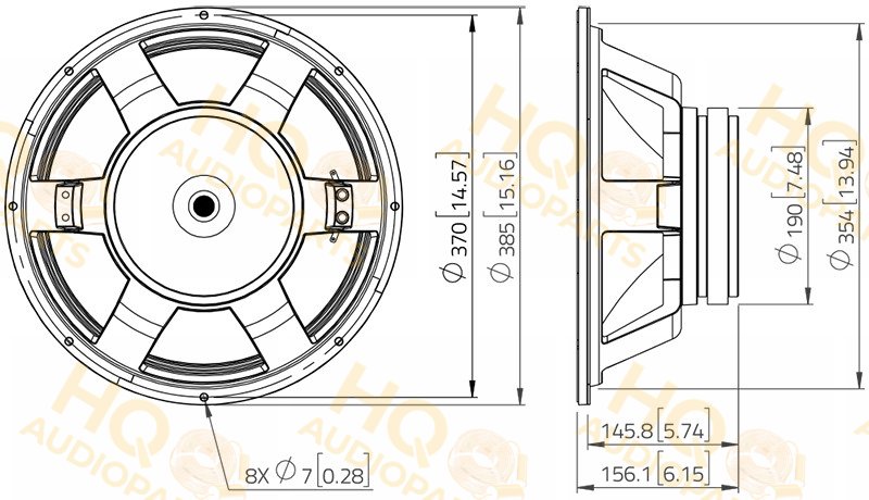 LaVoce Hangszóró WXF15.400, 8 Ω, 400 W