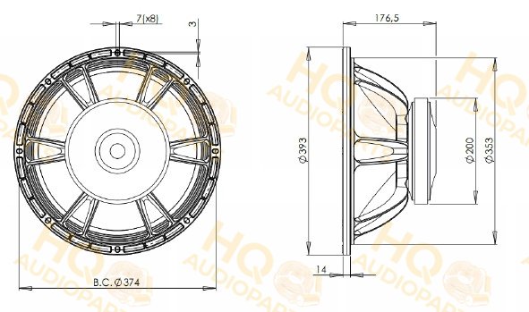 B&C Speakers Hangszóró 15FW76, 8 Ω, 500 W