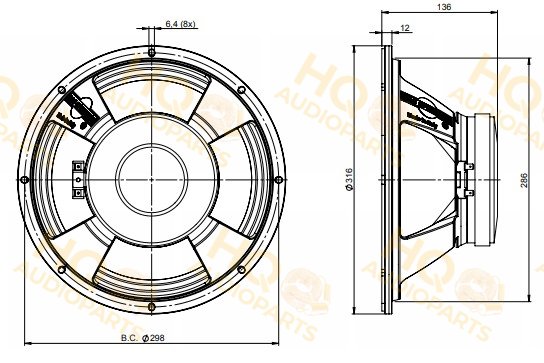 B&C Speakers Hangszóró 320KC8A, 4 Ω, 120 W