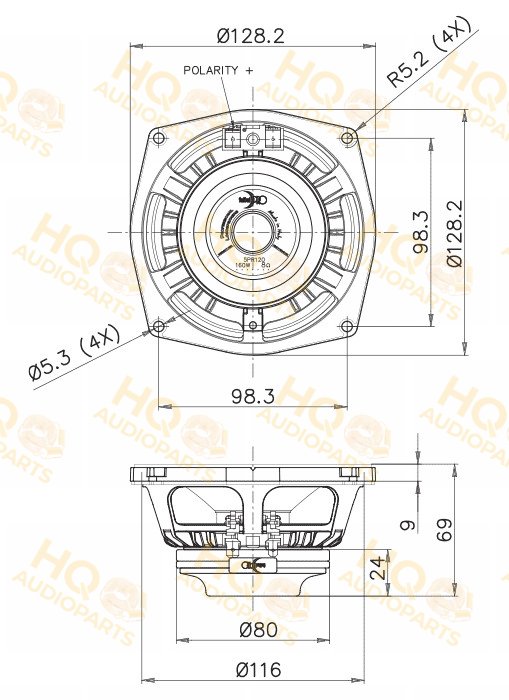 Faital Pro Hangszóró 5PR120, 8 Ω, 100 W