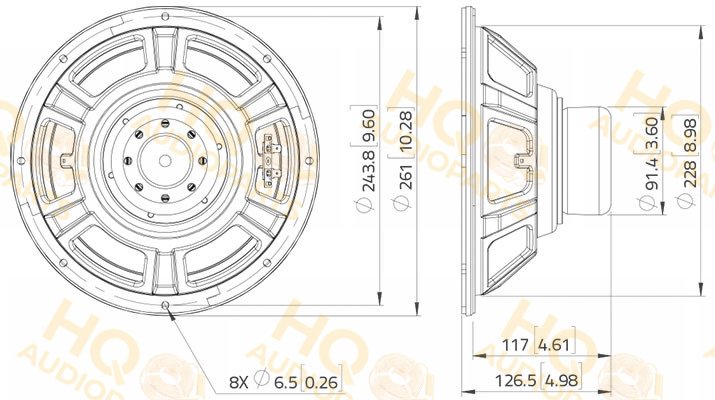 LaVoce Hangszóró WSN102.50, 8 Ω, 300 W