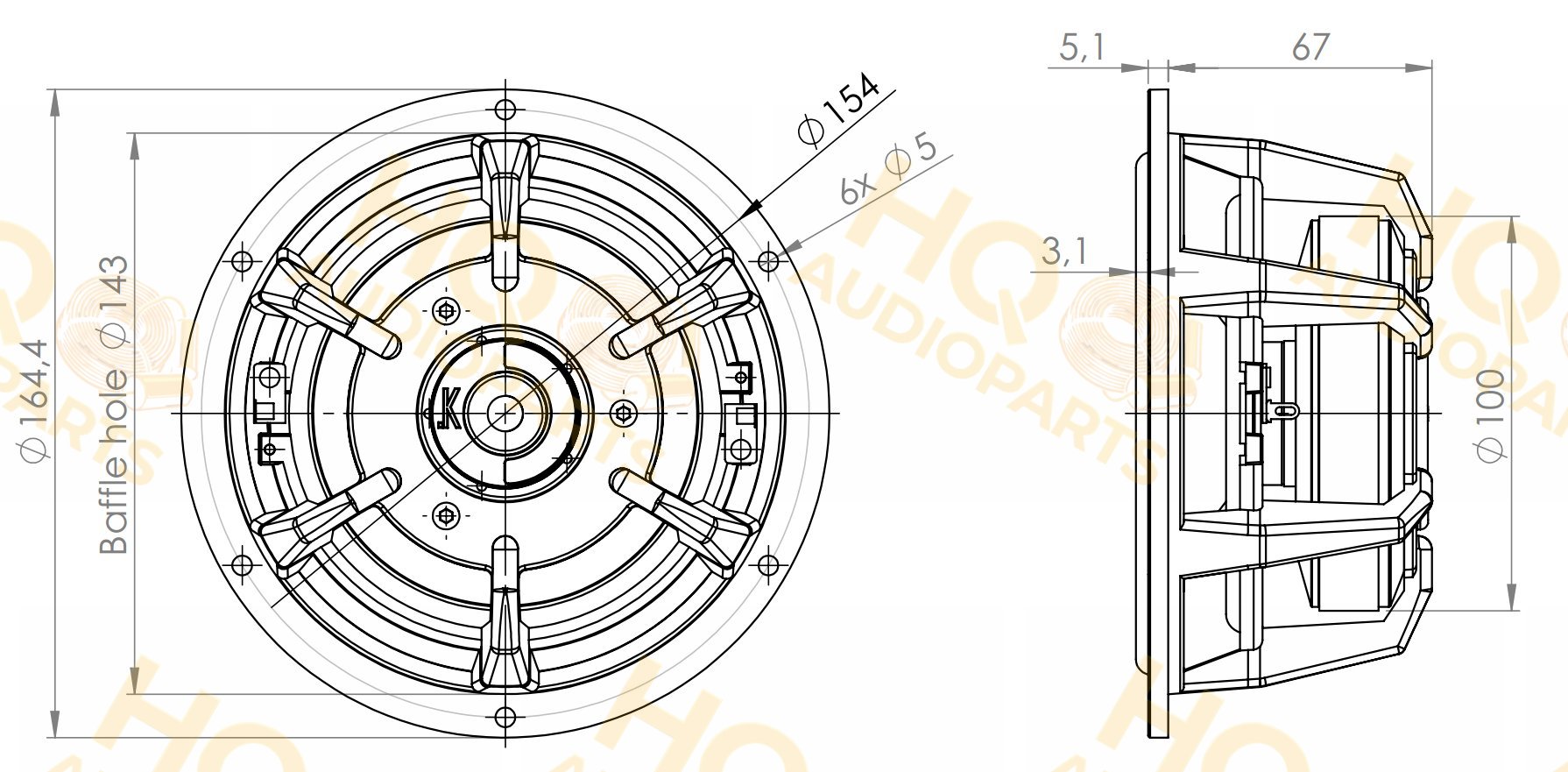 .Kartesian Hangszóró Wom165_vMS, 8 Ω, 80 W
