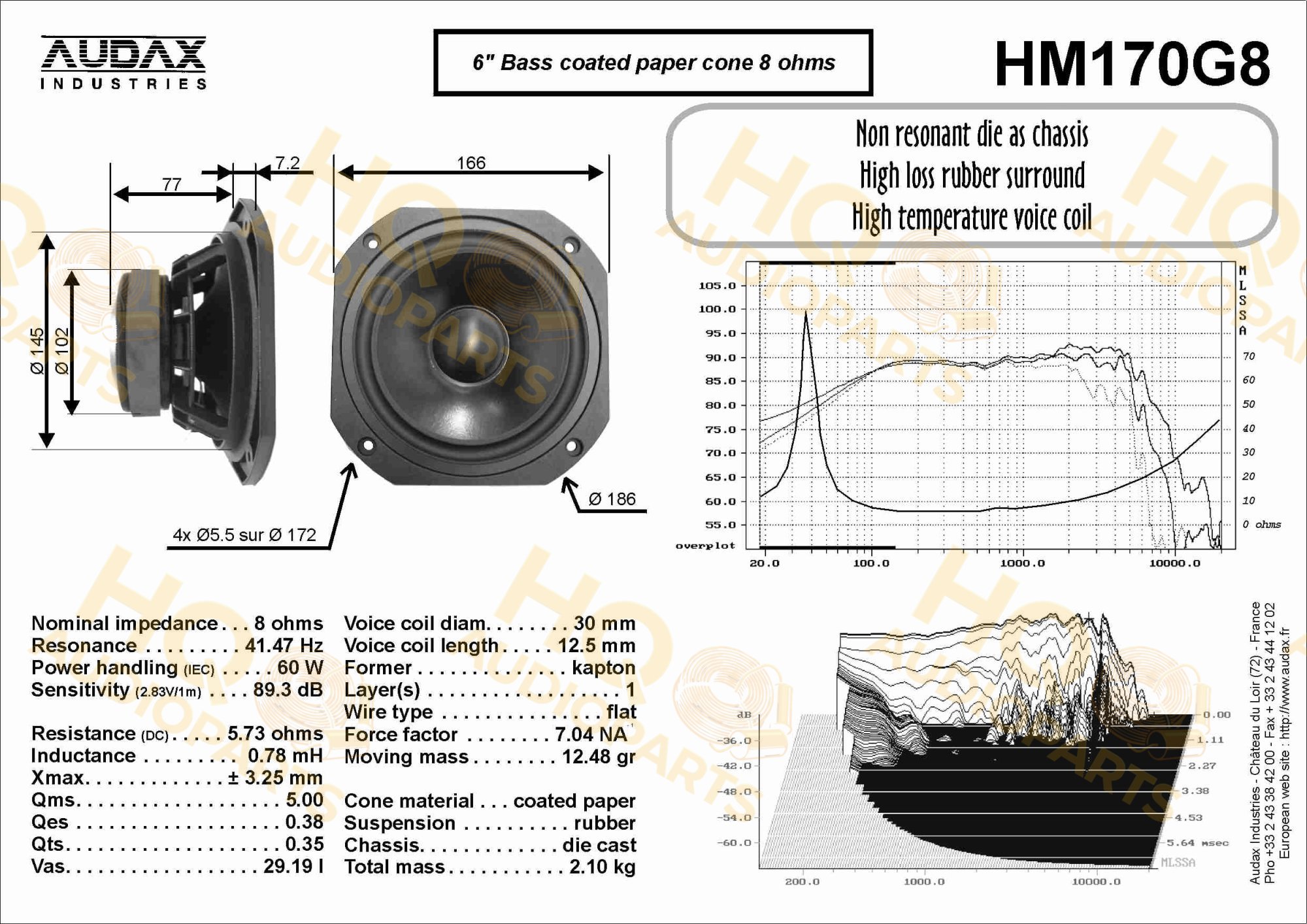 Audax Hangszóró HM170G8, 8 Ω