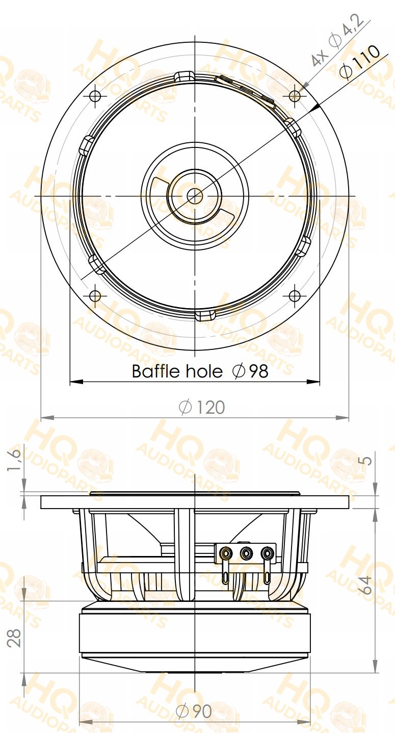 .Kartesian Hangszóró Wom120_vMS, 8 Ω, 50 W